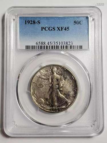 1928 S Walking Liberty Half Dollar PCGS XF-45