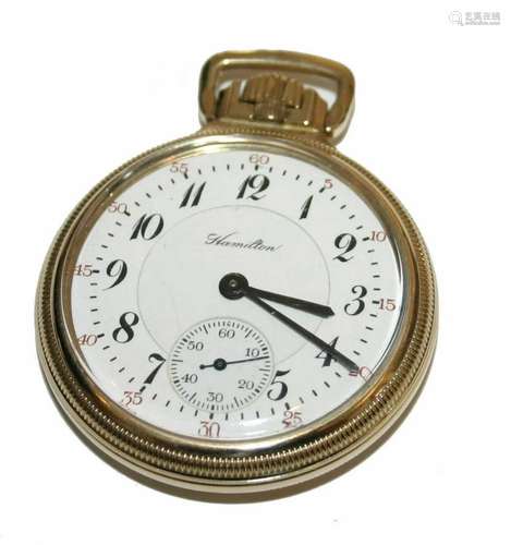 Hamilton 10k Gold Filled 23 Jewel Pocket Watch Model #950 Ci...