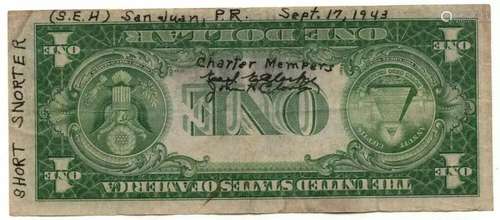 1935 A $1 SILVER CERTIFICATE SHORT SNORTER SEPT 17 1943 SAN ...