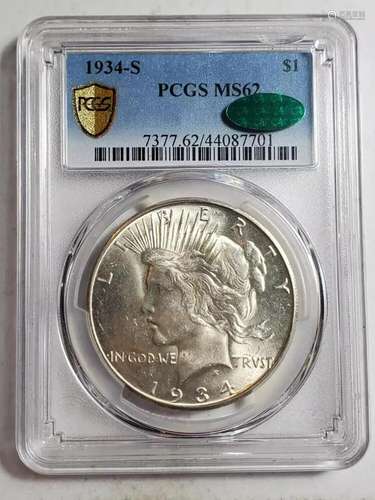 1934 S Peace Dollar PCGS MS-62 CAC