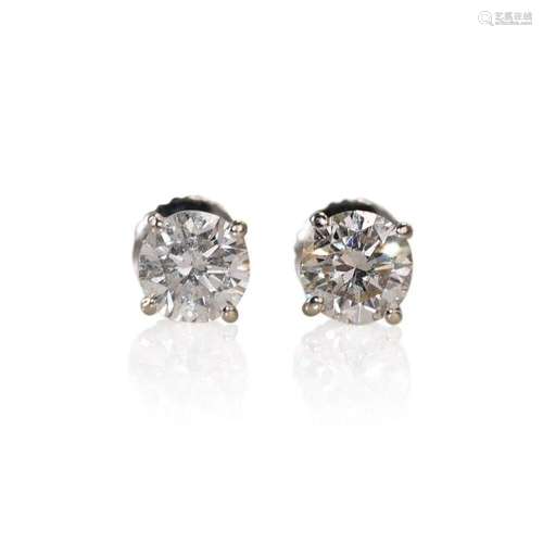 14K White Gold Diamond Stud Earrings 1.00TDW i color i1 -1.2...