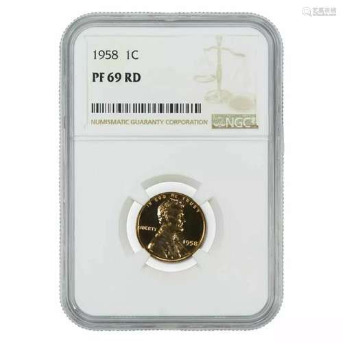 1958 PROOF LINCOLN WHEAT CENT PENNY 1C NGC CERTIFIED PF 69 R...