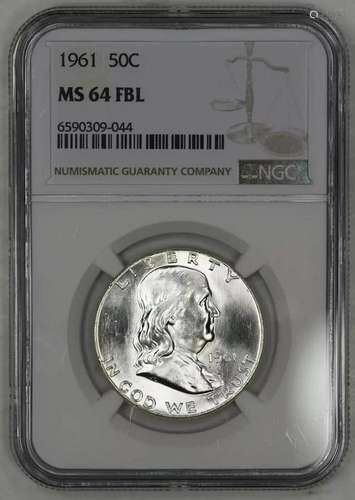 1961 FRANKLIN HALF DOLLAR 50C NGC MS 64 FBL MINT UNC - FULL ...