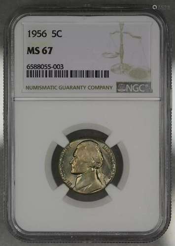 1956 JEFFERSON NICKEL 5C NGC CERTIFIED MS 67 MINT STATE UNCI...