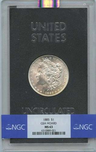 1885 Morgan Dollar GSA HOARD S$1 NGC MS63