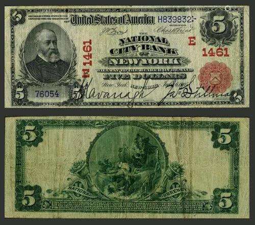 New York NY $5 1902 RS National Bank Note Ch #1461 National ...