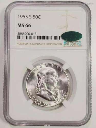 1953 S Franklin Half Dollar NGC MS-66 CAC