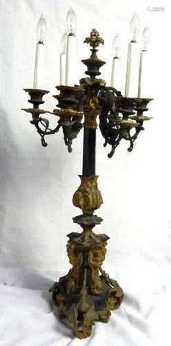 C.1900 Large Art Nouveau Bronze Candelabra European Style