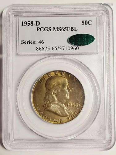 1958 D Franklin Half Dollar PCGS MS-65 FBL CAC