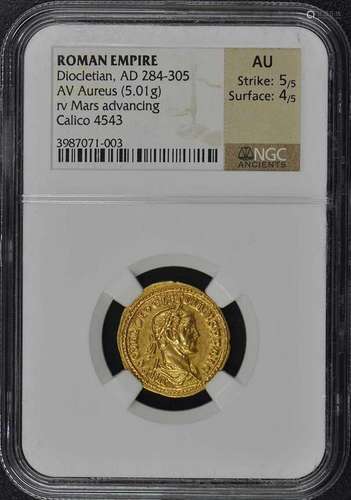 Diocletian AD 284-305 ROMAN EMPIRE AV Aureus NGC AU50