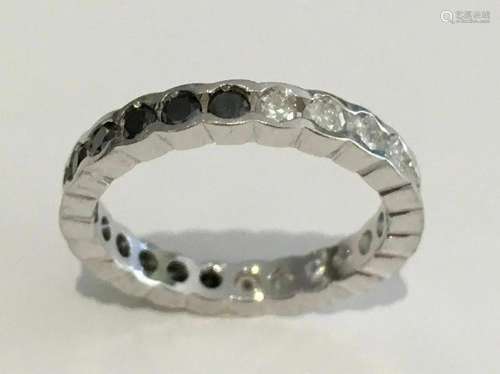 10k White Gold Diamond Eternity Band 1.00 TCW One Side Black...