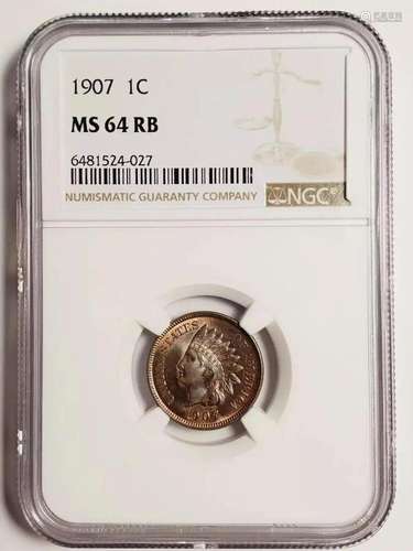 1907 P Small Cent Indian Head NGC MS-64 RB