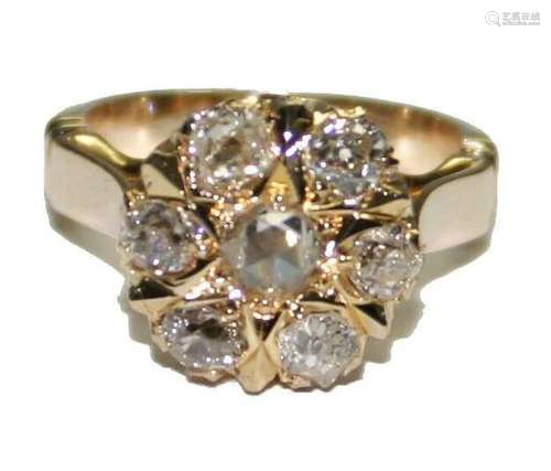 14k Yellow Gold 1.25ct Diamond Edwardian Style Ring Size 5