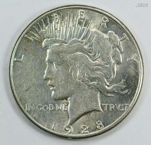 1928 S PEACE SILVER DOLLAR $1 CHOICE AU ABOUT UNCIRCULATED (...