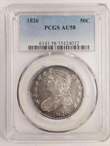 1826 P Half Dollars Capped Bust PCGS AU-58