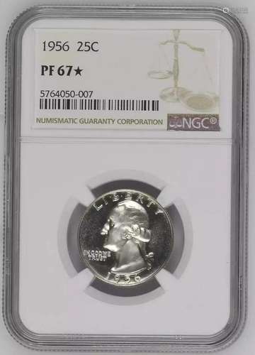 1956 PROOF WASHINGTON QUARTER 25C NGC CERTIFIED PF PR 67* ST...