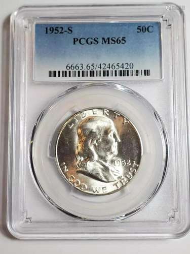 1952 S Franklin Half Dollar PCGS MS-65