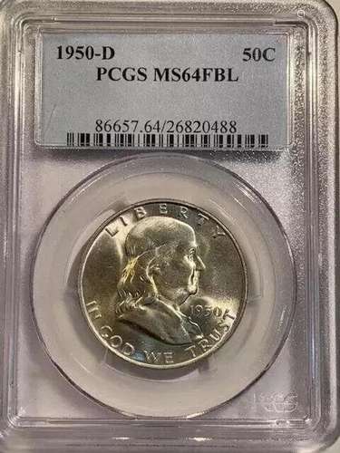 1950 D Franklin Half Dollar PCGS MS-64 FBL