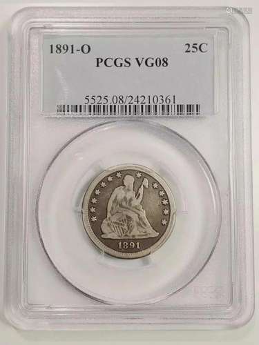 1891 O Liberty Seated Quarter PCGS VG-8