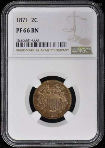 1871 Two Cent Piece 2C NGC PR66BN