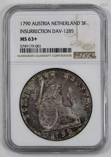 1790 AUSTRIA NETHERLAND 3F INSURRECTION DAV-1285 NGC MS 63+ ...