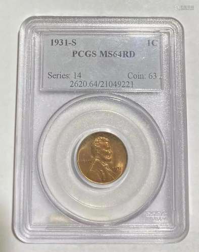 1931 S Lincoln Wheat Cent PCGS MS-64