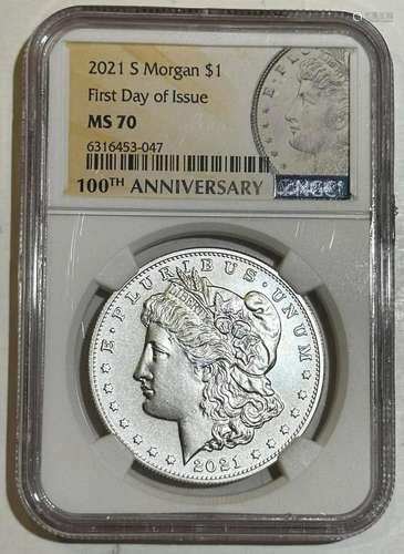 2021 S Morgan Silver Dollar NGC MS-70 First Day of Issue W/O...