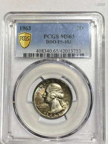 1963 PCGS MS-65 DDO FS-103 Washington Quarter Rainbow