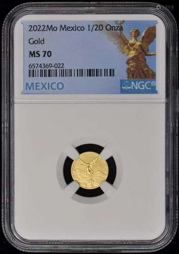 2022 Mo Mexico 1/20 Onza Gold Libertad NGC MS70