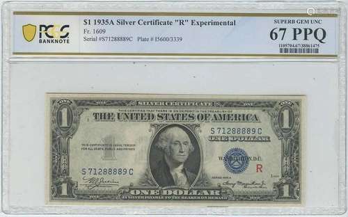 1935A $1 Experimental (R) Silver FR1609 PCGS 67 Superb Gem P...