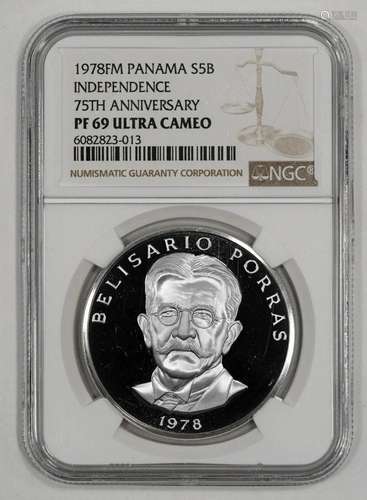 1978 FM PROOF PANAMA FIVE BALBOAS S5B SILVER 75TH NGC PF 69 ...