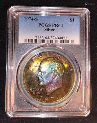 Dollar Eisenhower 40% Silver 1974 S PCGS PR-64 Silver