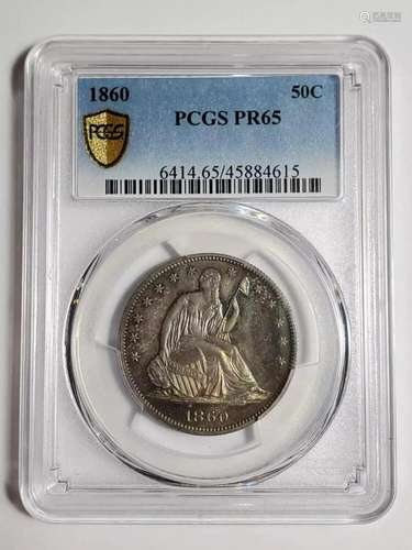 1860 P Half Dollar Liberty Seated PCGS PR-65