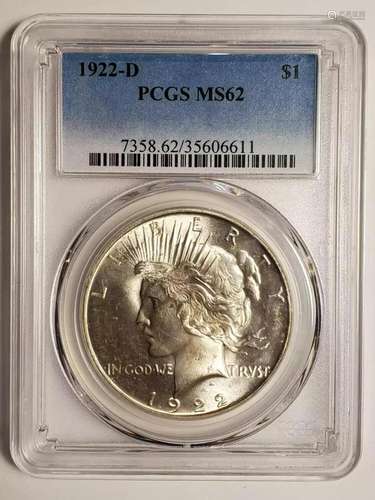 1922 D Peace Dollar PCGS MS-62