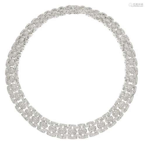 18k White Gold Ladies Diamond Necklace - 21.60 TDW - 156 Gra...