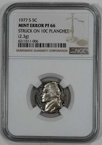 1977 S PROOF JEFFERSON NICKEL 5C NGC PF 66 PROOF - MINT ERRO...