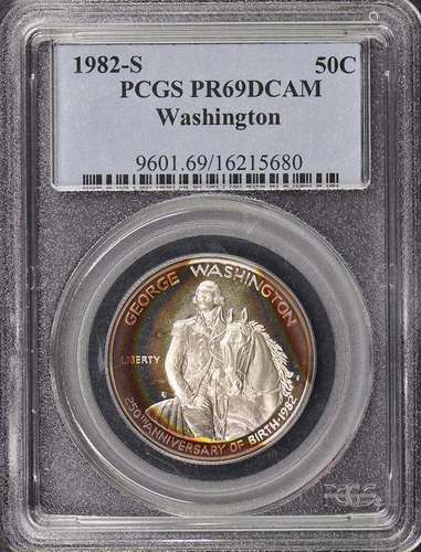 1982-S 50C Washington Modern Silver Commemorative PCGS PR69D...