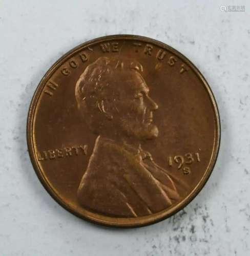 1931 S LINCOLN WHEAT CENT PENNY 1C CHOICE BU BRILLIANT UNCIR...