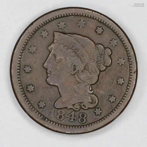 1848 BRAIDED HAIR LARGE CENT 1C N-5 R-4 (6936)