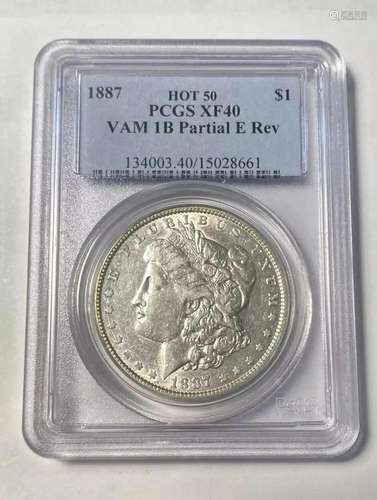 Morgan Silver Dollar 1887 P PCGS XF-40VAM 1B