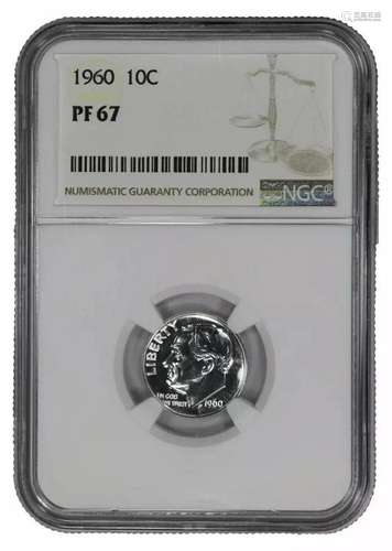 1960 PROOF ROOSEVELT DIME 10C NGC CERTIFIED PF 67 - SPOT HAZ...