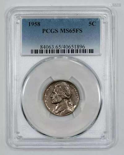 1958 JEFFERSON NICKEL 5C PCGS MS 65 FS MINT STATE UNC - FULL...