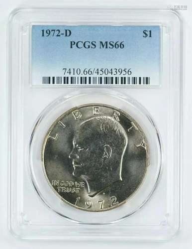 1972 D EISENHOWER IKE DOLLAR $1 PCGS CERTIFIED MS 66 MINT ST...