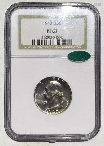 1940 P Washington Quarter NGC PF-67 CAC