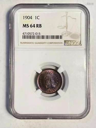 1904 p Indian Penny NGC MS-64 RB