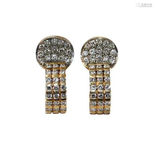 14K Yellow Gold Diamond Vintage Earrings 2.30ctw