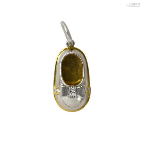 18K Yellow Gold & Platinum 2-Tone Diamond Shoe Pendant