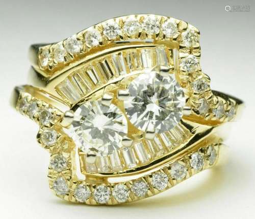 18k Yellow Gold Diamond Ring 2.80cts TDW SI Clarity H-J Colo...