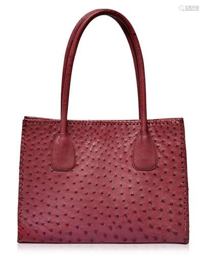 Juan Antonio Maroon Handbag Maroon Quill Ostrich Skin