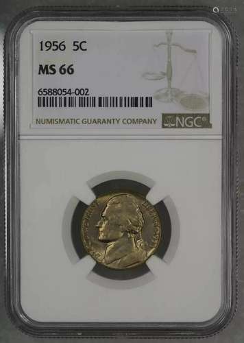 1956 JEFFERSON NICKEL 5C NGC CERTIFIED MS 66 MINT STATE UNCI...